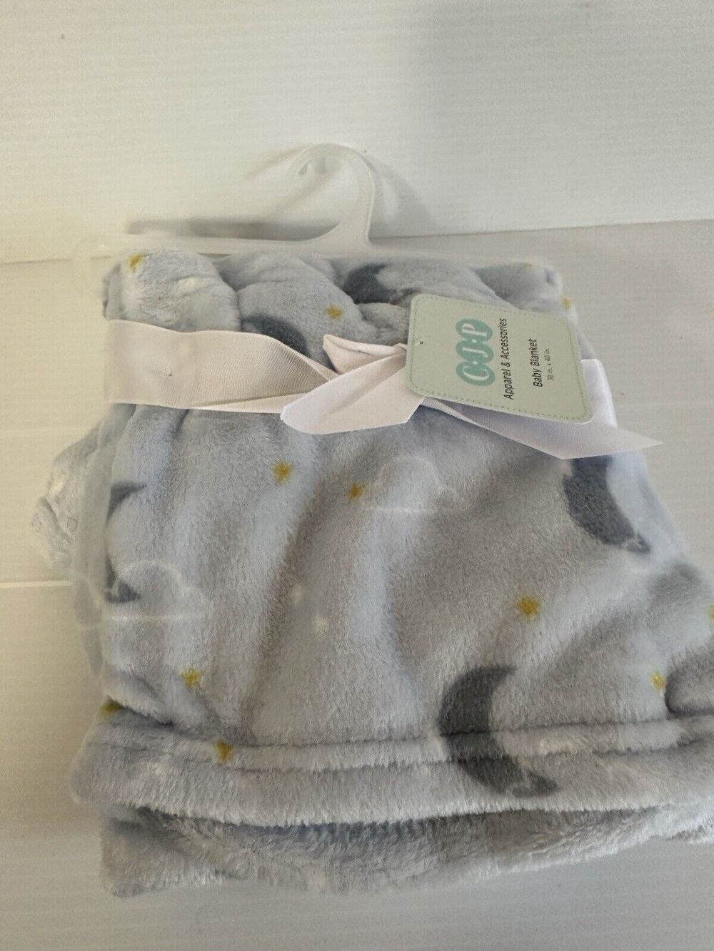 New CJP soft blue fleece boy baby blanket with Moon30x40